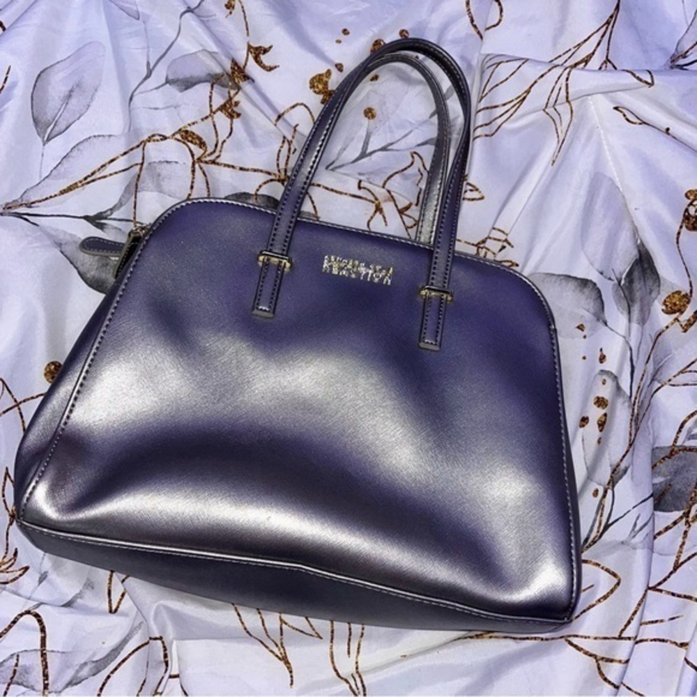 Kenneth Cole Reaction Multi Compartment Metallic Silver Shoulder Purse